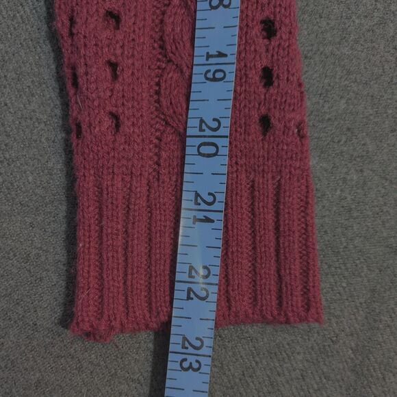 POL Open Knit Cardigan Women's Large Burgundy 100% Cotton V neck Twee - Picture 8 of 8